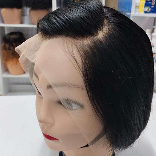 Medium Black Pixie Human Hair Wig