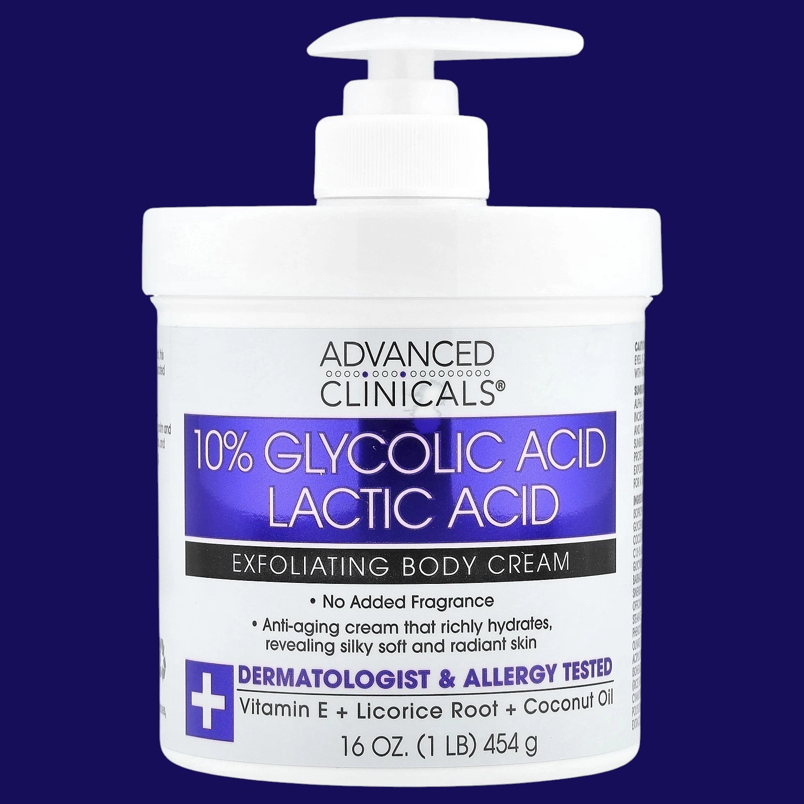 Advanced Clinicals Exfoliating Body Cream Set with 10% Glycolic & Lactic Acid + Vitamin C Brightening Cream _ Hydrating & Skin-Renewing Body Moisturizers for Radiant Skin - 454g