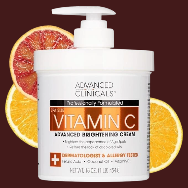 Advanced Clinicals Vitamin C Body Cream with Ferulic Acid & Vitamin E – Brightening & Hydrating Skincare for Radiant, Even Skin Tone | 200ml