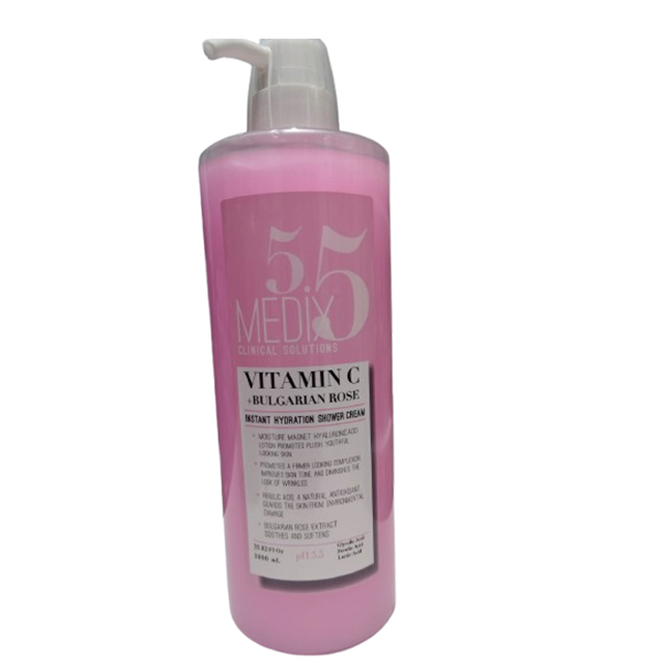 Medix 5.5 Vitamin C + Bulgarian Rose Shower Cream – Instant Hydration & Skin Brightening Body Wash