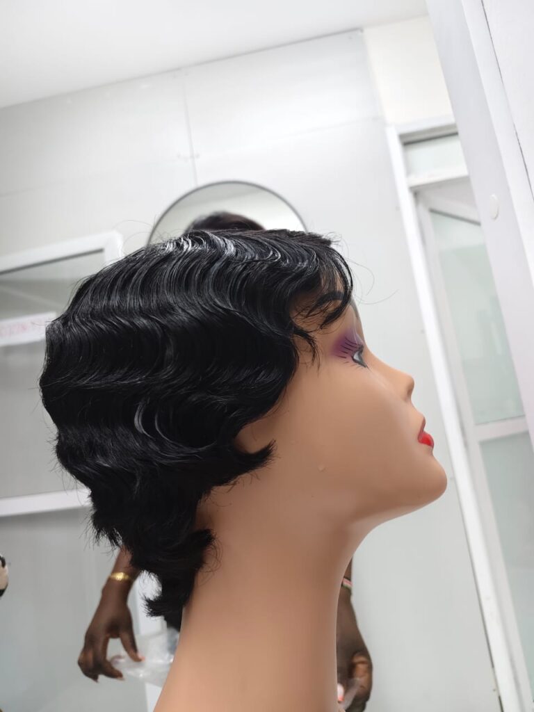 Short wavy human hair wig