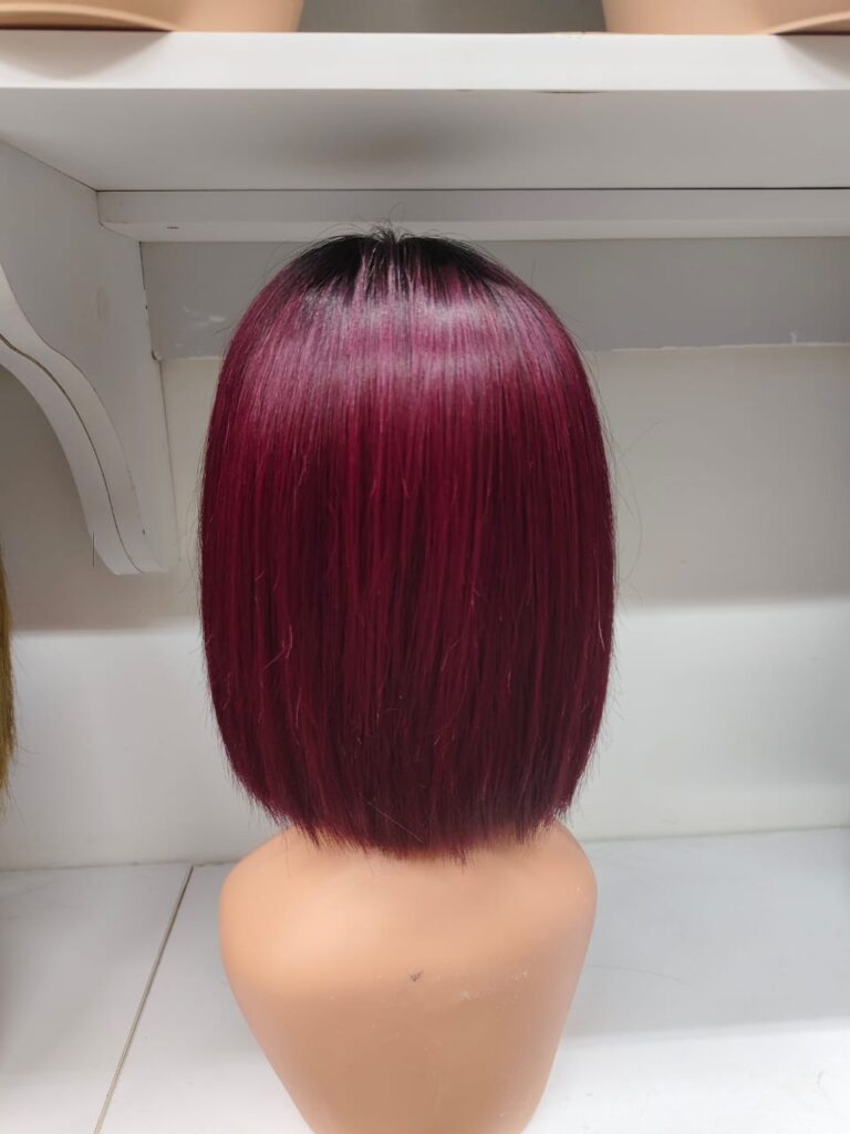 Double drawn fringe bob Human hair wig